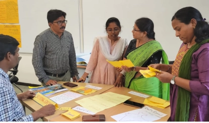 A group of educators pose together after a Professional Development Centre outreach session at the Aga Khan Academy Hyderabad.